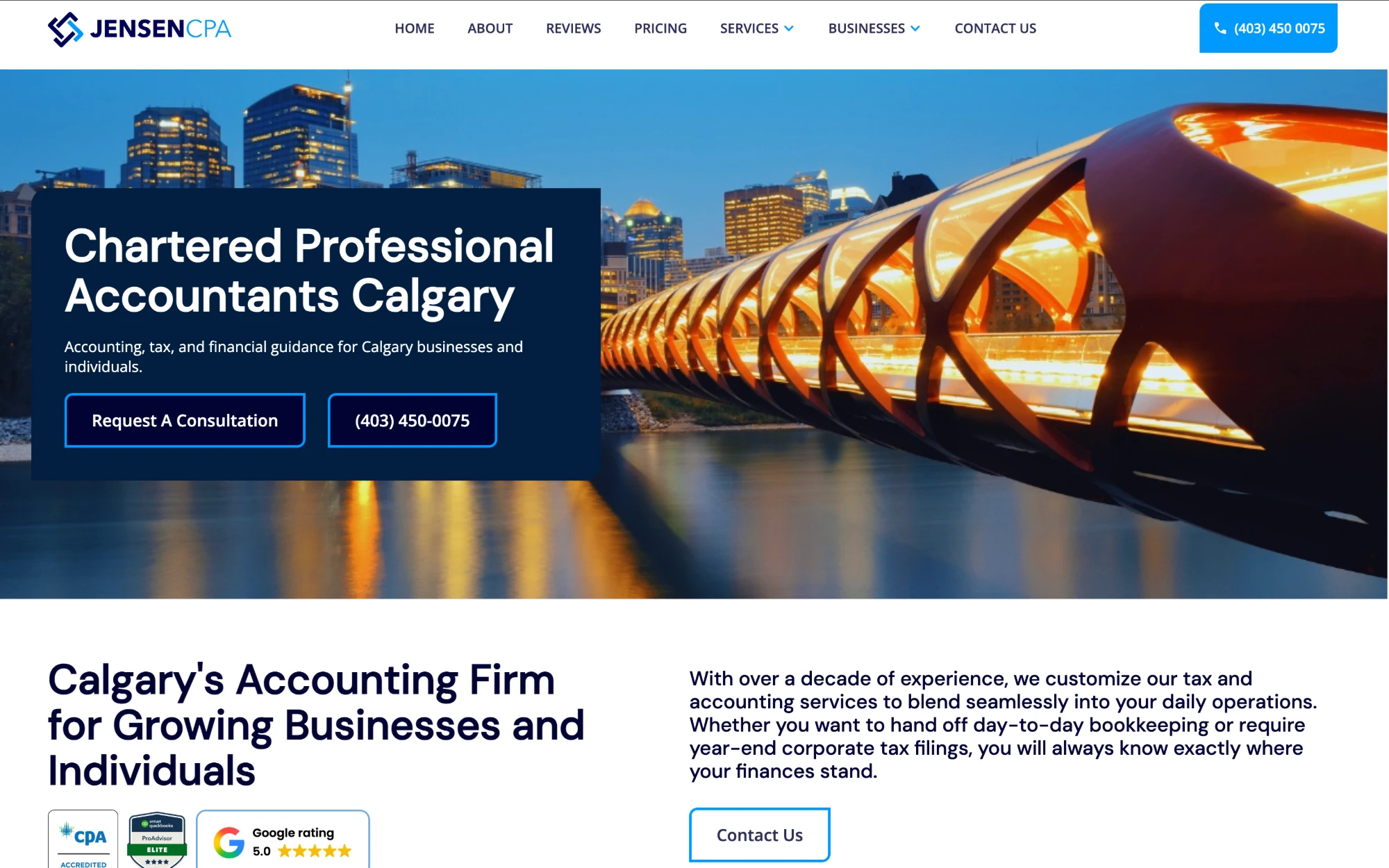 Jensen CPA website