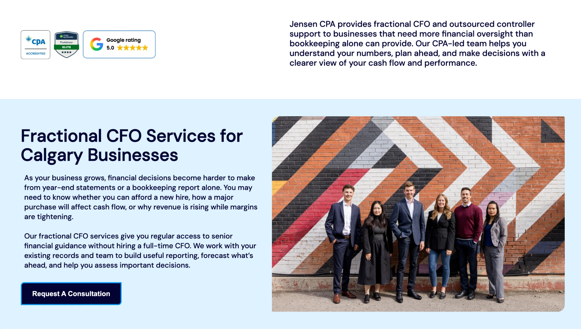 Jensen CPA website: Fractional CFO Services for Calgary Businesses
