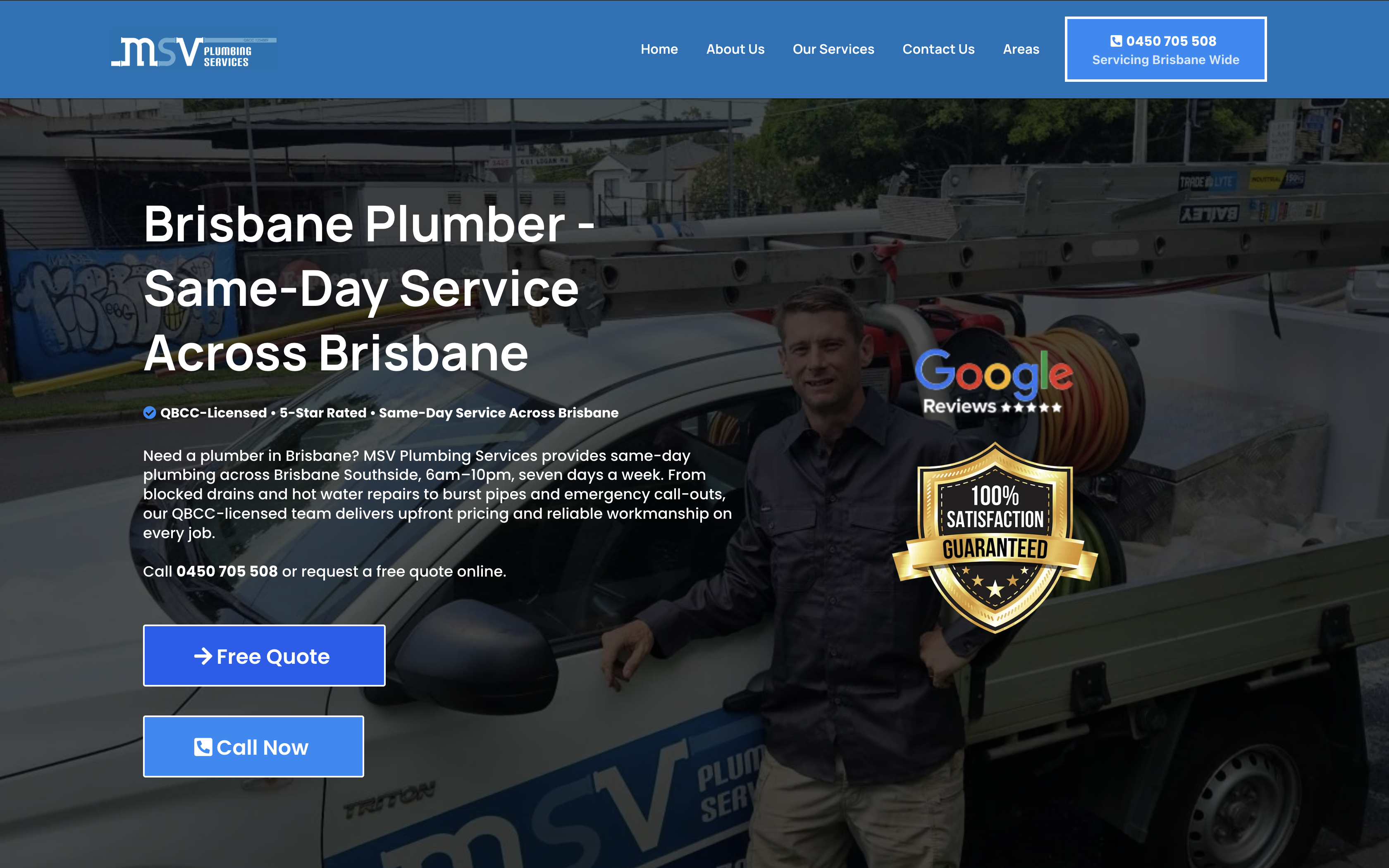 MSV Plumbing Services website